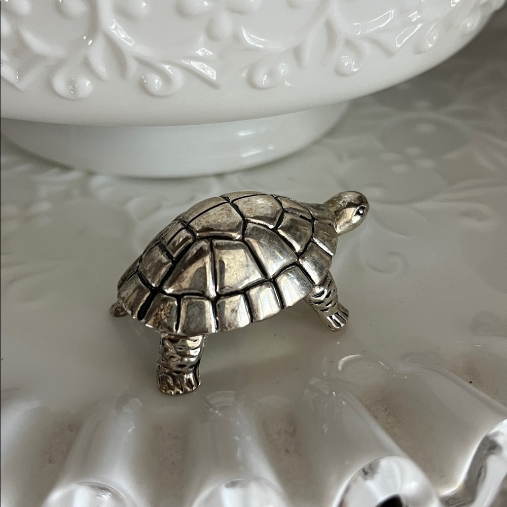 Vintage Godinger Silver Plated Turtle Figurine, paper weight, mini